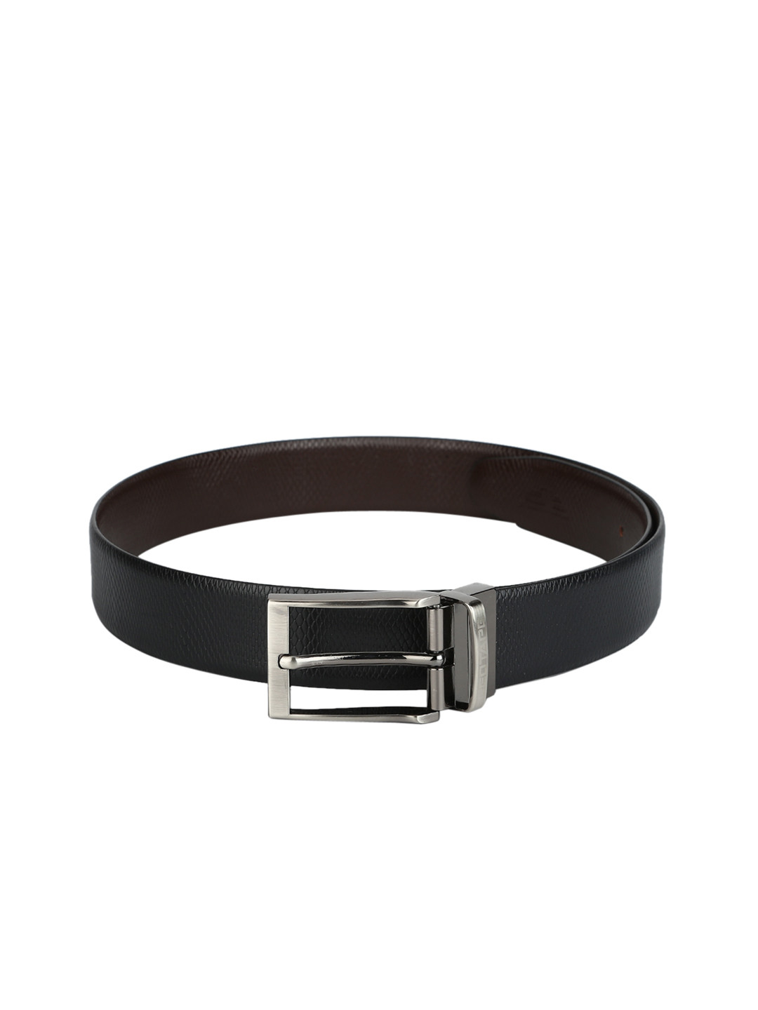 Buy Red Tape Men Black & Brown Textured Reversible Leather Belt Belts