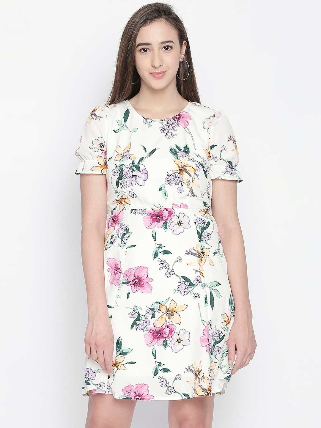 Buy Honey By Pantaloons Women White Printed Fit And Flare Dress