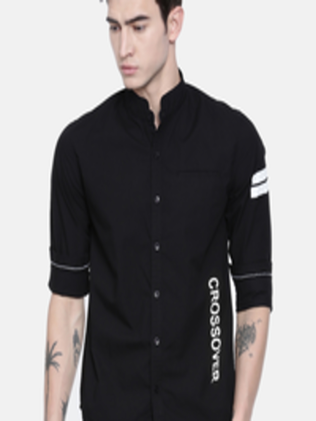 Buy Breakbounce Men Black Slim Fit Printed Casual Shirt - Shirts for ...