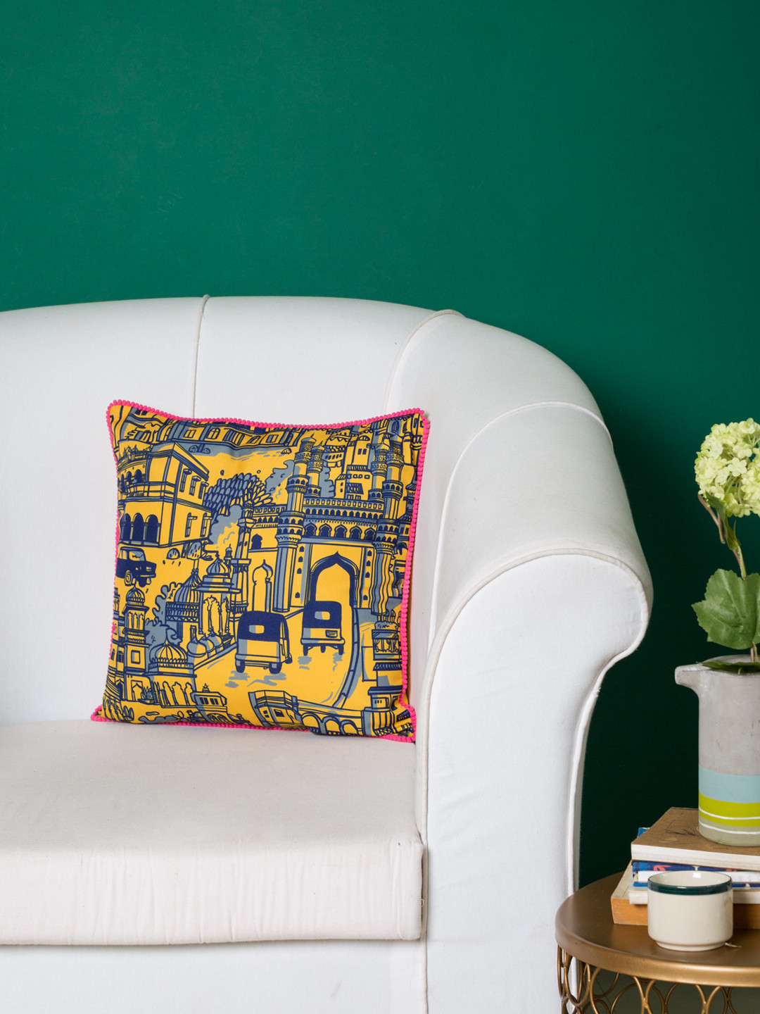 Buy Chumbak Yellow Single Quirky Square Cushion Covers Cushion Covers