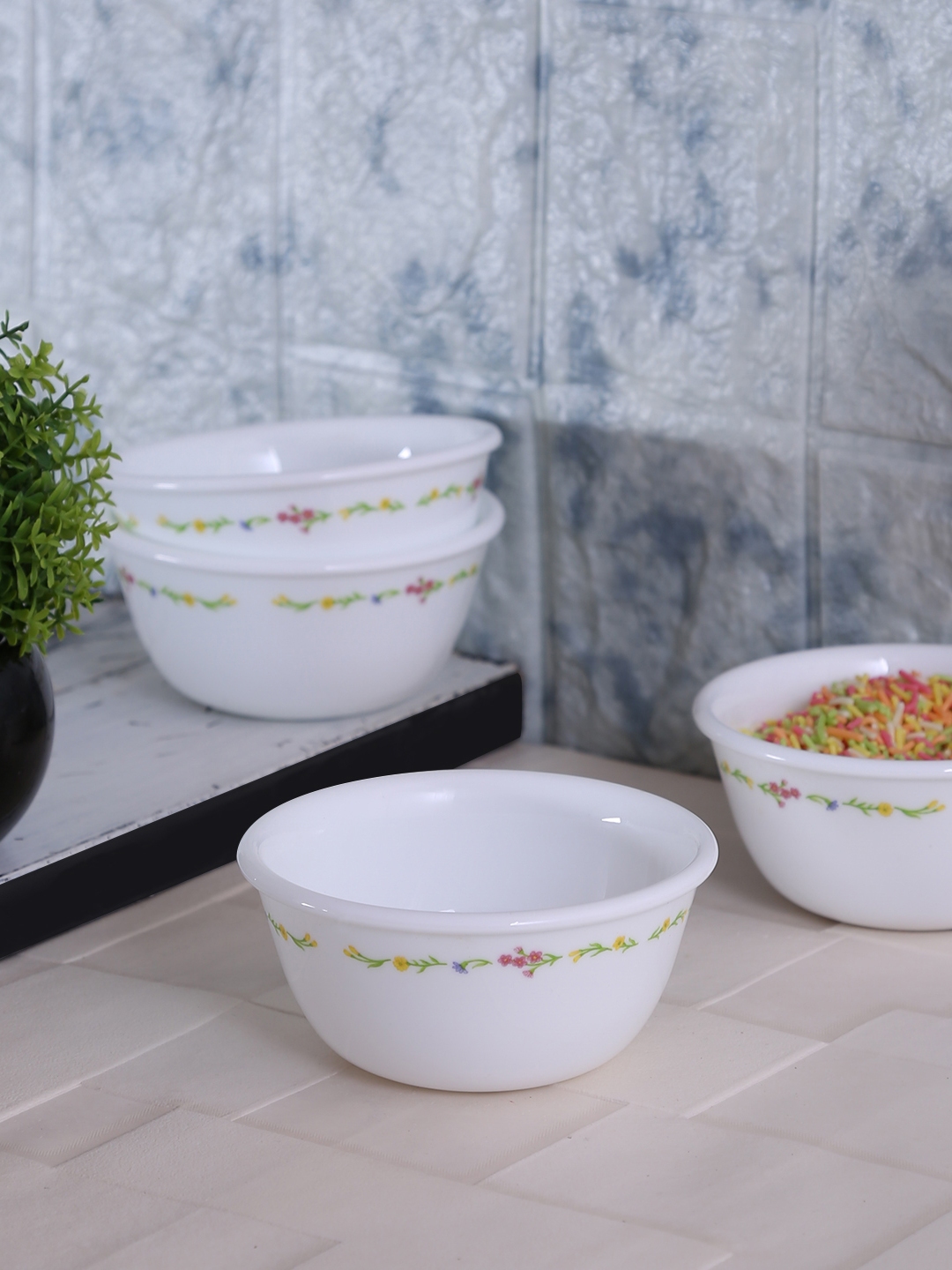 Buy Corelle Set Of 6 White Printed Bowls Set - Dinnerware for Unisex ...