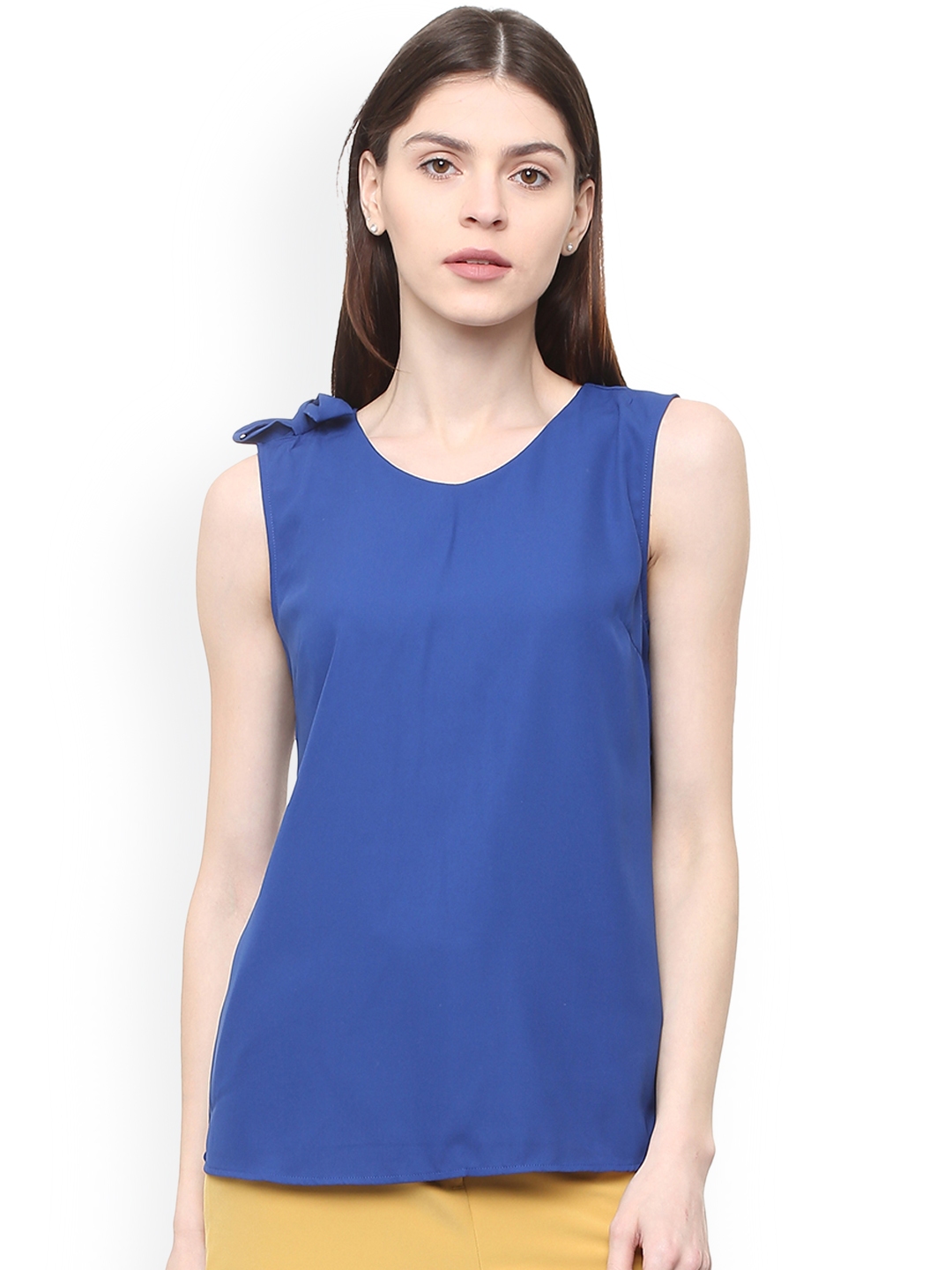 Buy Van Heusen Woman Blue Solid Top - Tops for Women 9090673 | Myntra