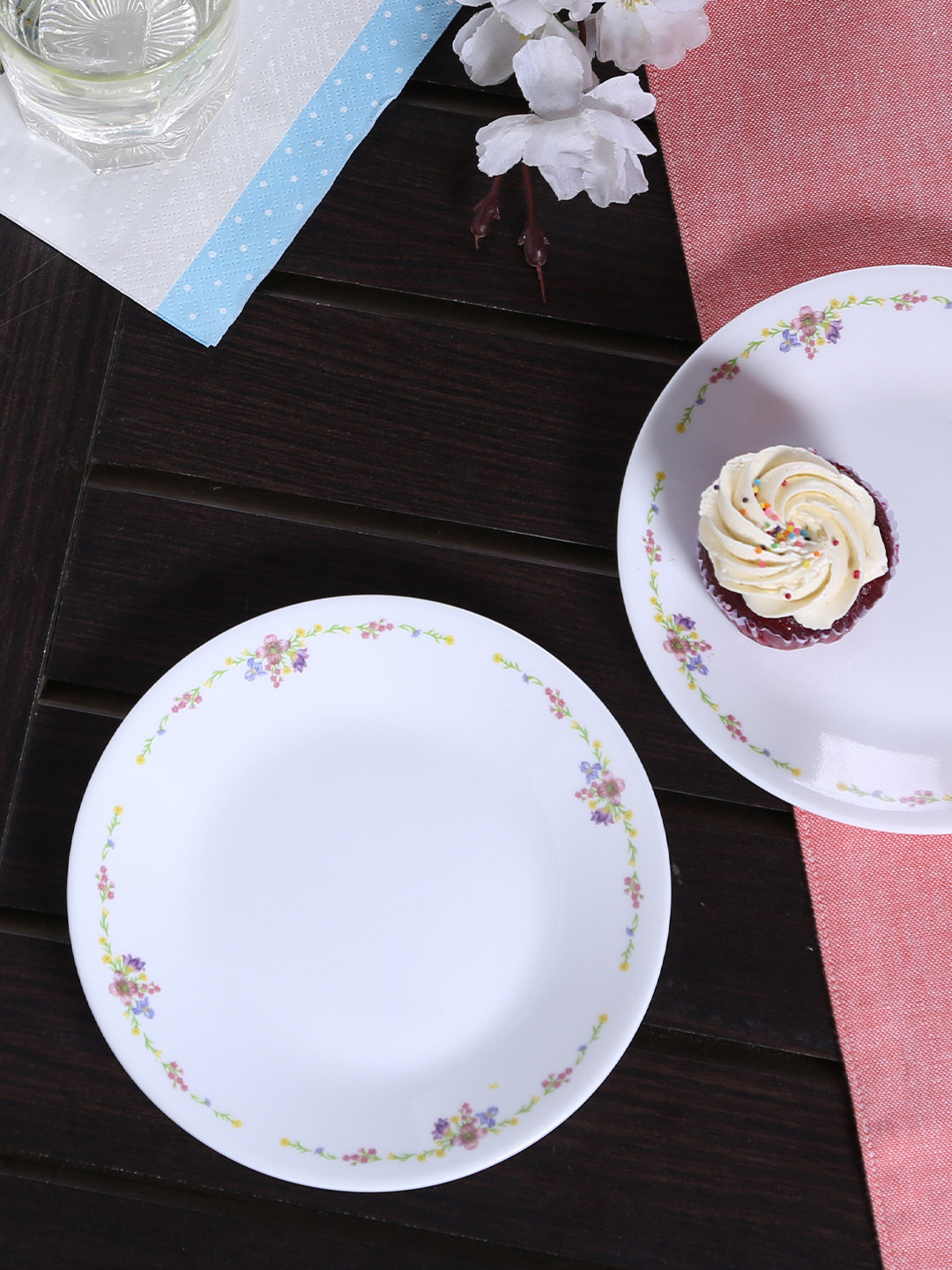 Buy Corelle White Set Of 6 Printed Glass Plates Dinnerware for Unisex