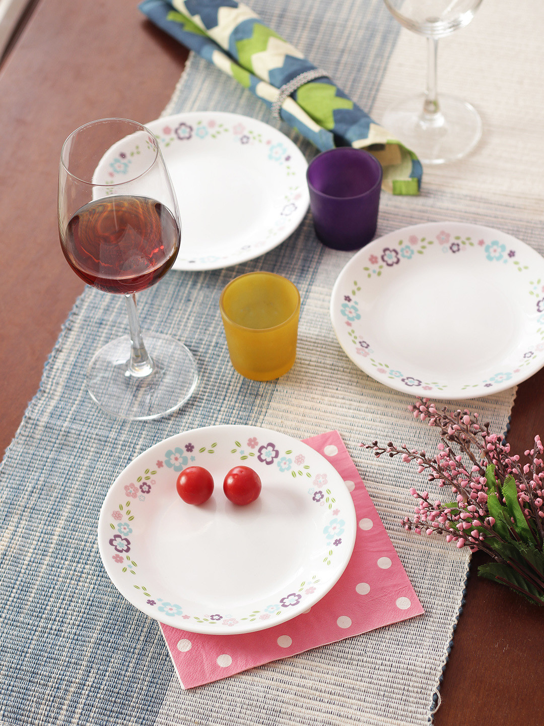 Buy Corelle White Set Of 6 Printed Glass Plates Dinnerware for Unisex