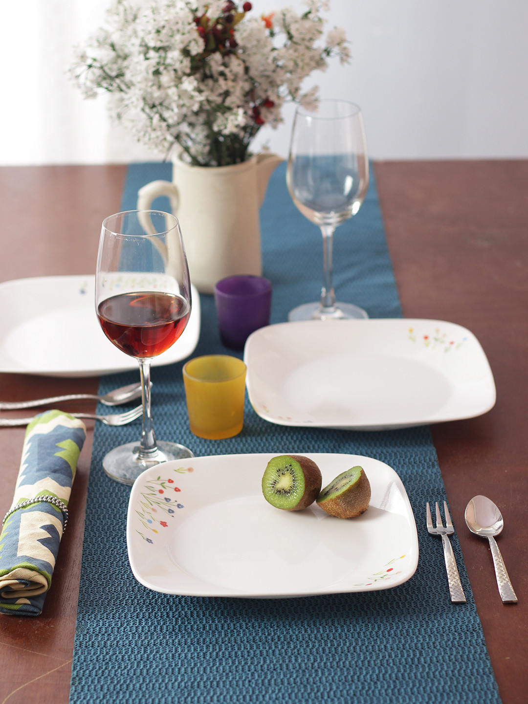 Buy Corelle White Set Of 6 Printed Glass Plates Dinnerware for Unisex