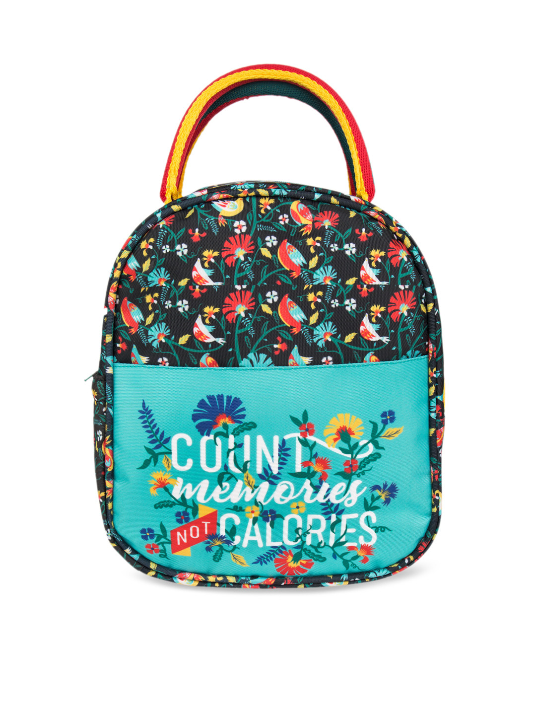 Buy Chumbak Black & Turquoise Blue Printed Handheld Lunch Bag Travel