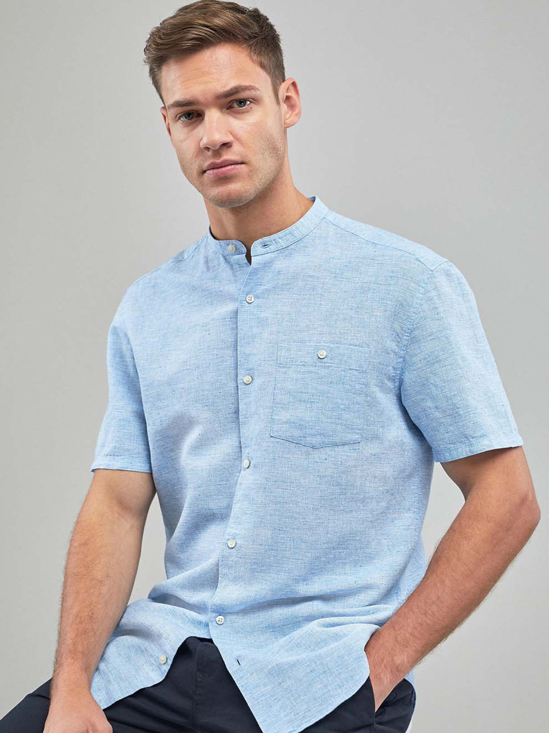 Buy NEXT Men Blue Regular Fit Solid Casual Shirt Shirts for Men 8948357 Myntra