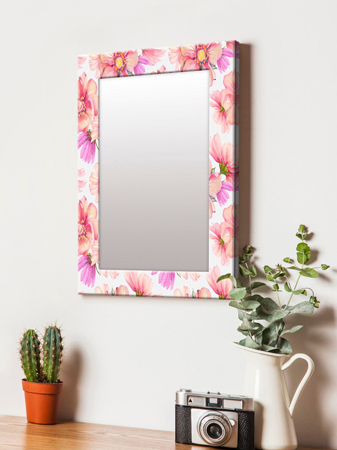Buy 999Store Pink & White Printed MDF Wall Mirror Mirrors for Unisex