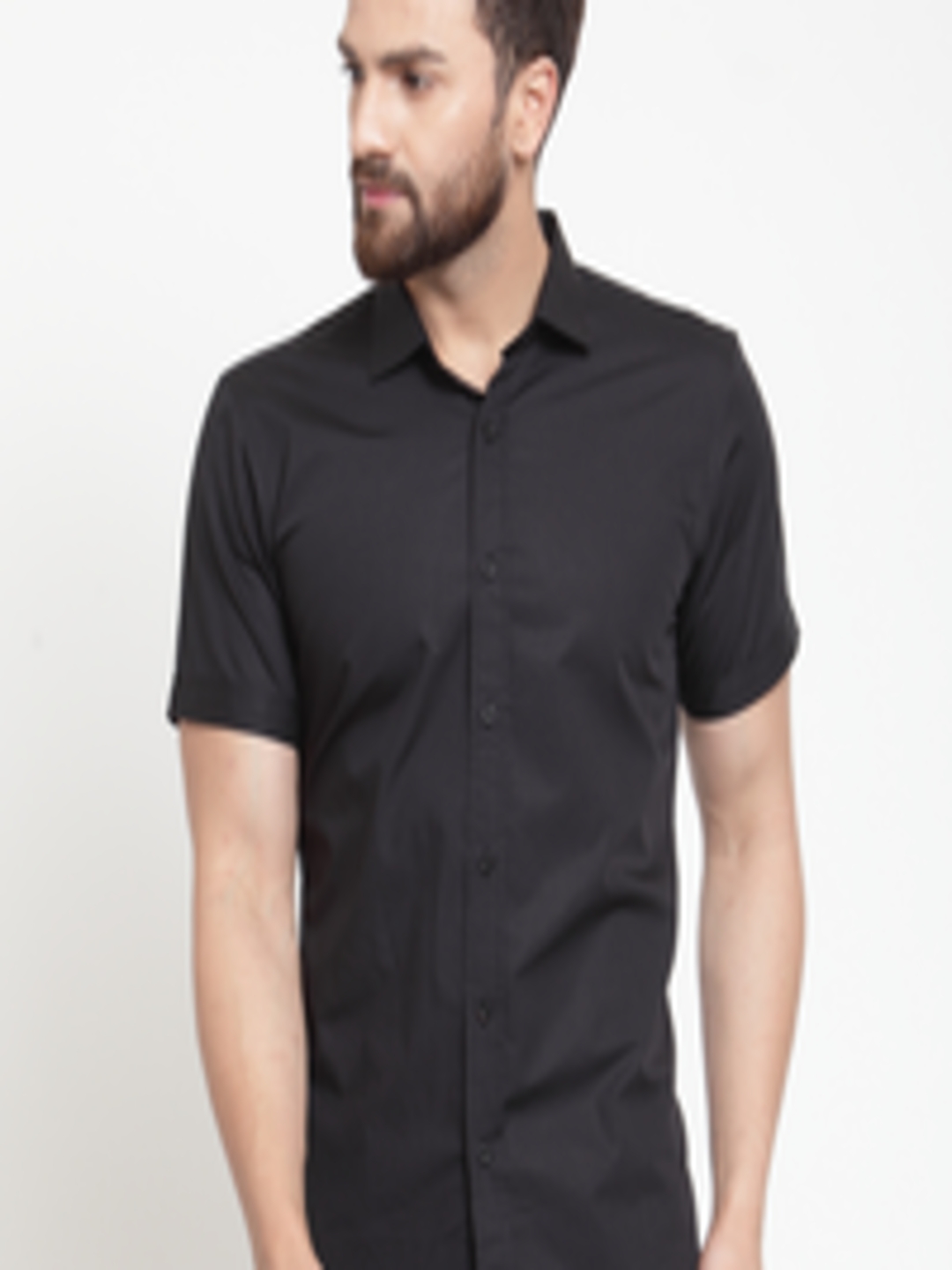 Buy Purple State Men Black Slim Fit Solid Casual Shirt - Shirts for Men ...