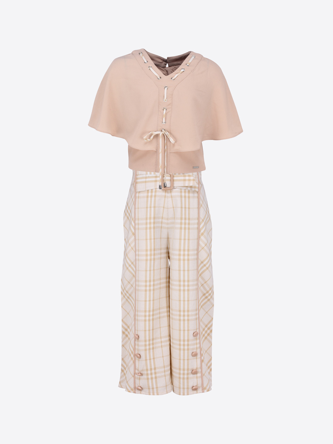 Buy CUTECUMBER Girls Beige Solid Top With Trousers  - Clothing Set for Girls 8972147 | Myntra