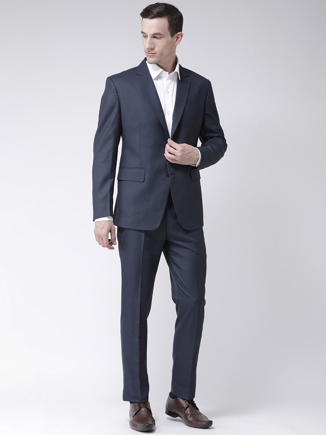 Buy PLATINUM Studio Men Blue Solid Slim Fit Single Breasted Suit ...