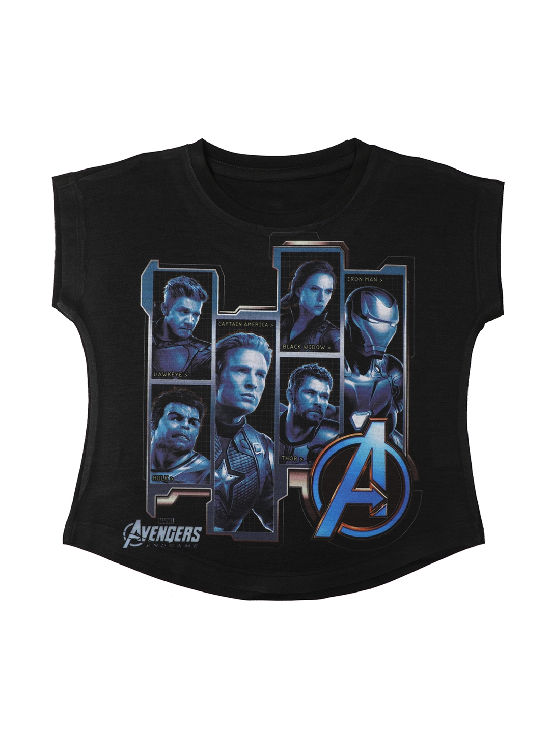 Buy Marvel Avengers Girls Black Printed Top - Tops for Girls 9253511 ...