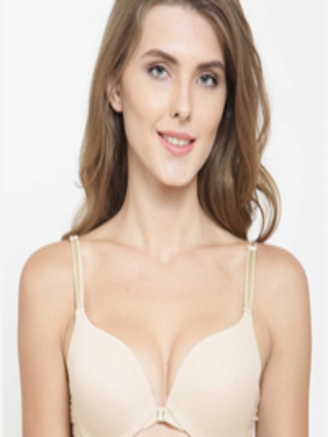 Buy Quttos Beige Solid Underwired Lightly Padded Push Up 