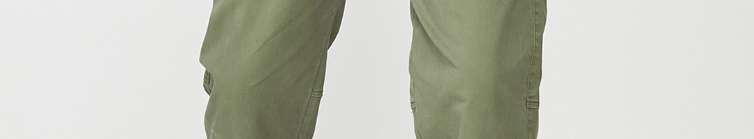 Buy COTTON ON Men Green Slim Fit Solid Regular Trousers - Trousers for ...