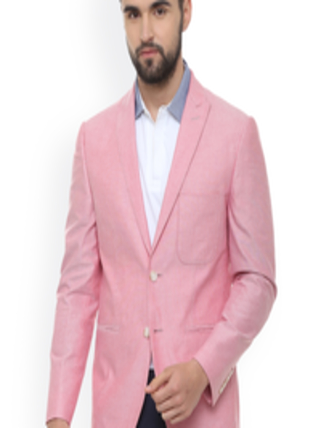Buy Louis Philippe Men Pink Solid Slim Fit Single Breasted Blazer - Blazers for Men 9366909 | Myntra
