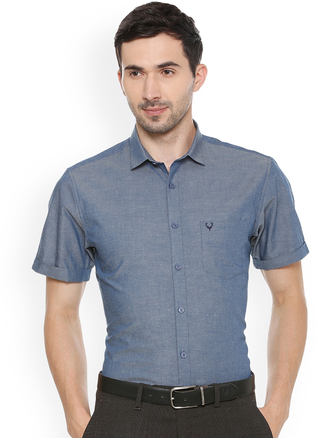 Buy Allen Solly Men Blue Slim Fit Self Design Formal Shirt - Shirts for ...