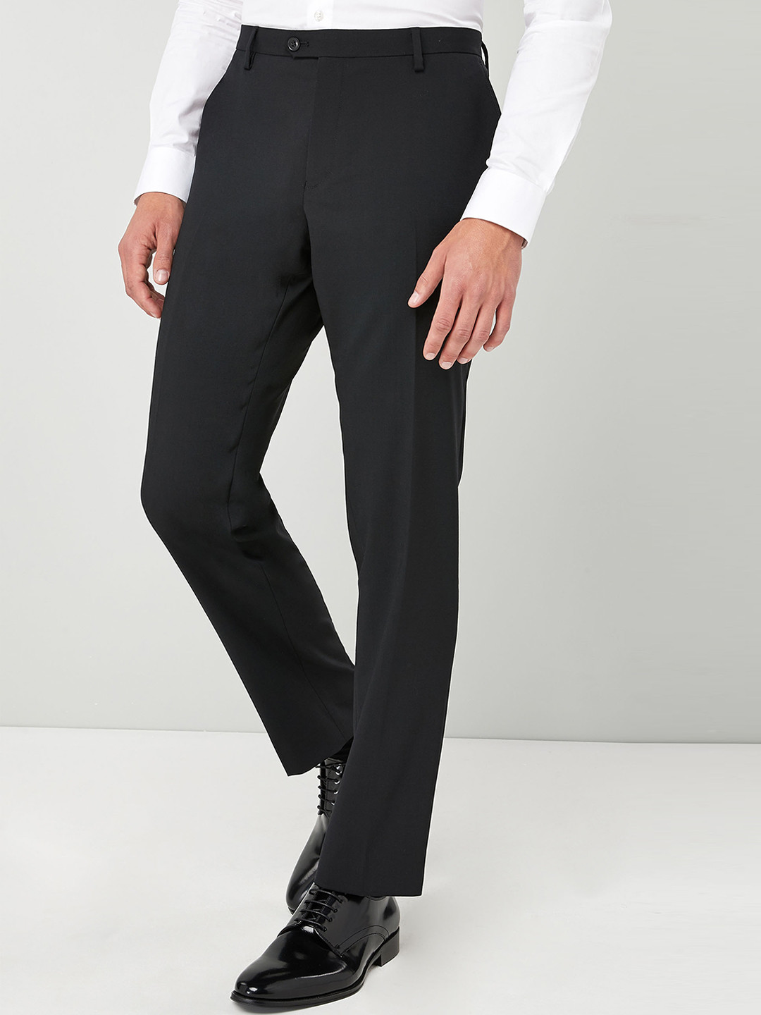 Buy NEXT Men Black Tapered Fit Solid Formal Trousers Trousers for Men