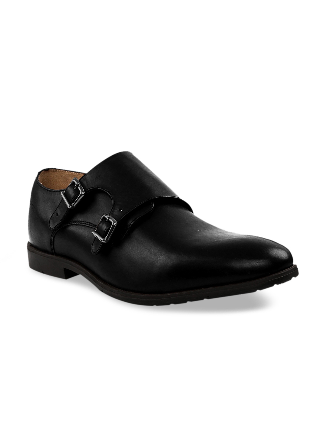Buy RAPAWALK Men Black Standard Width Leather Formal Monks