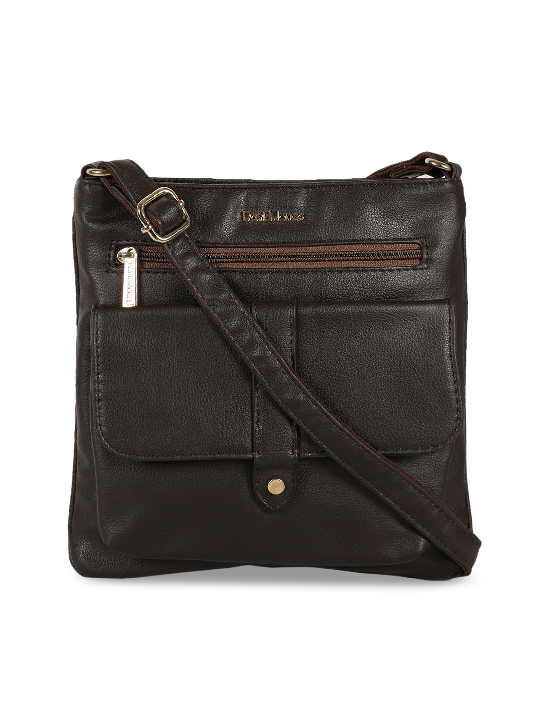 Buy David Jones Coffee Brown Solid Sling Bag Handbags for Women