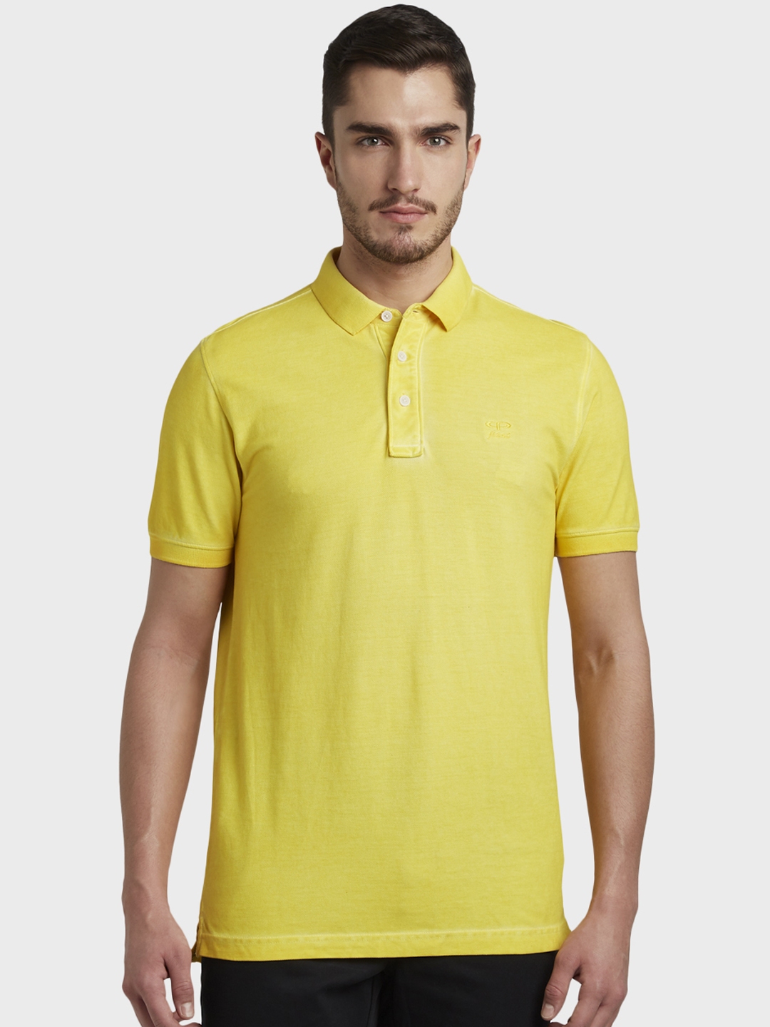 Buy ColorPlus Men Yellow Solid Polo Collar T Shirt - Tshirts for Men ...