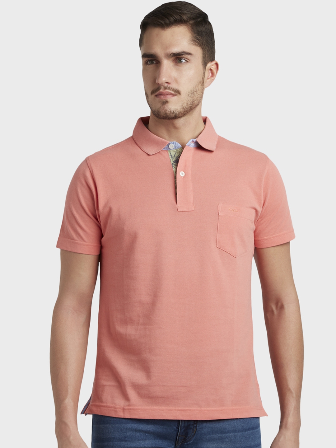 Buy ColorPlus Men Orange Solid Polo Collar T Shirt - Tshirts for Men ...