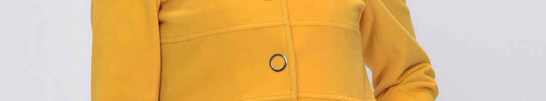 Buy Okane Women Yellow Solid Longline Overcoat - Coats for Women ...