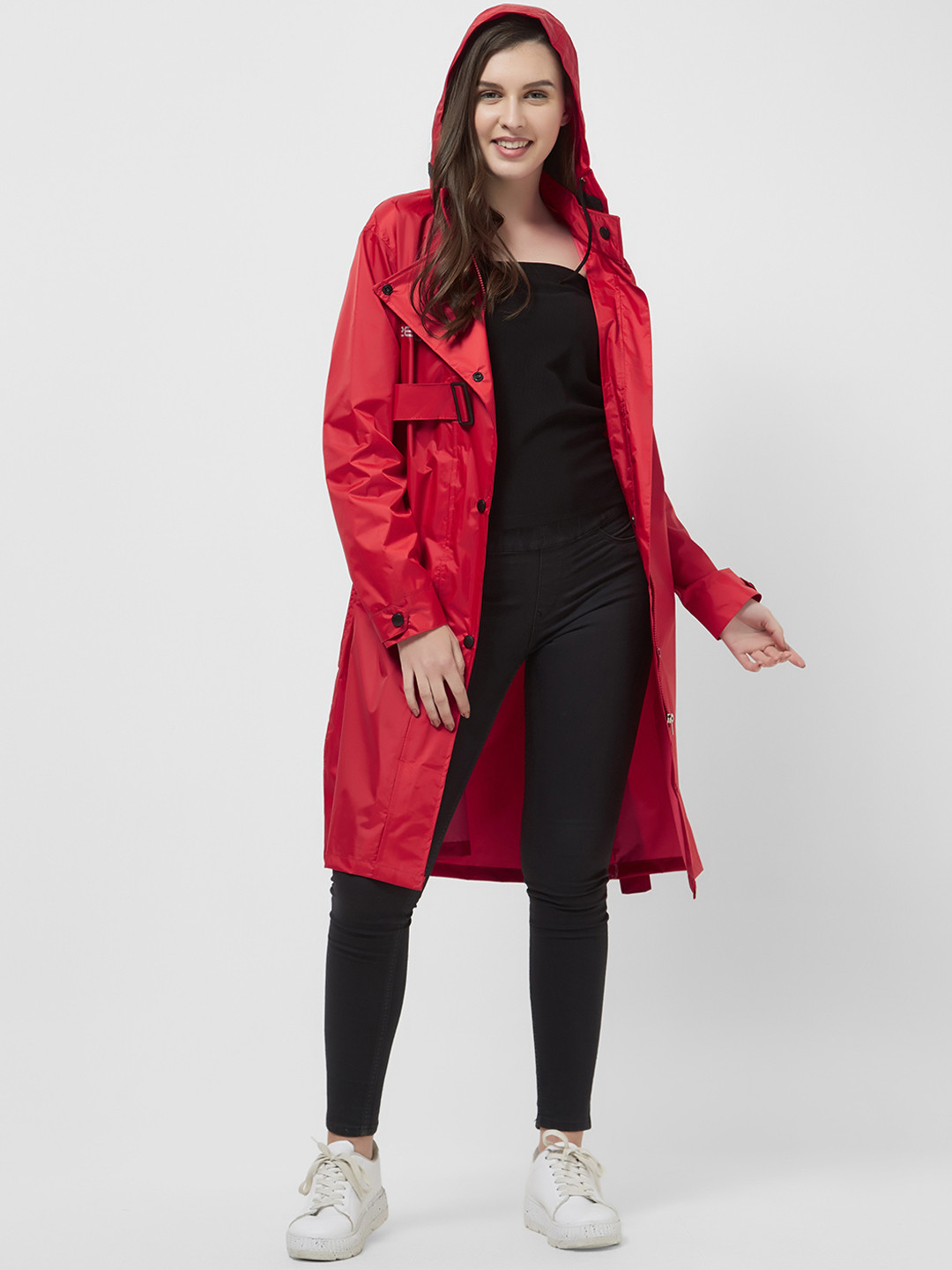 Buy Zeel Women Red Solid Longline Rain Jacket Rain Jacket for Women