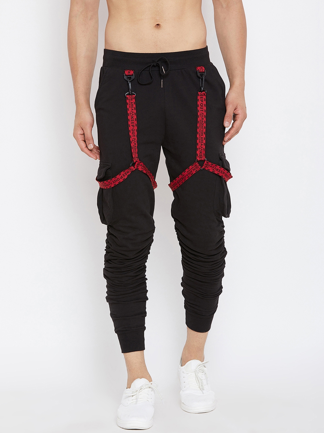 fugazee solid men's black track pants