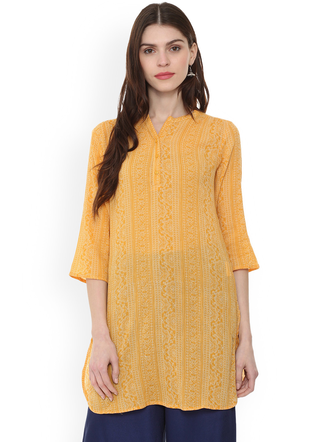 Buy People Yellow Printed Tunic Tunics for Women 9201623 Myntra