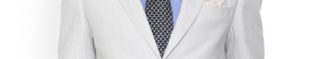 Buy Louis Philippe Men White Self Design Slim Fit Single Breasted Blazer - Blazers for Men ...