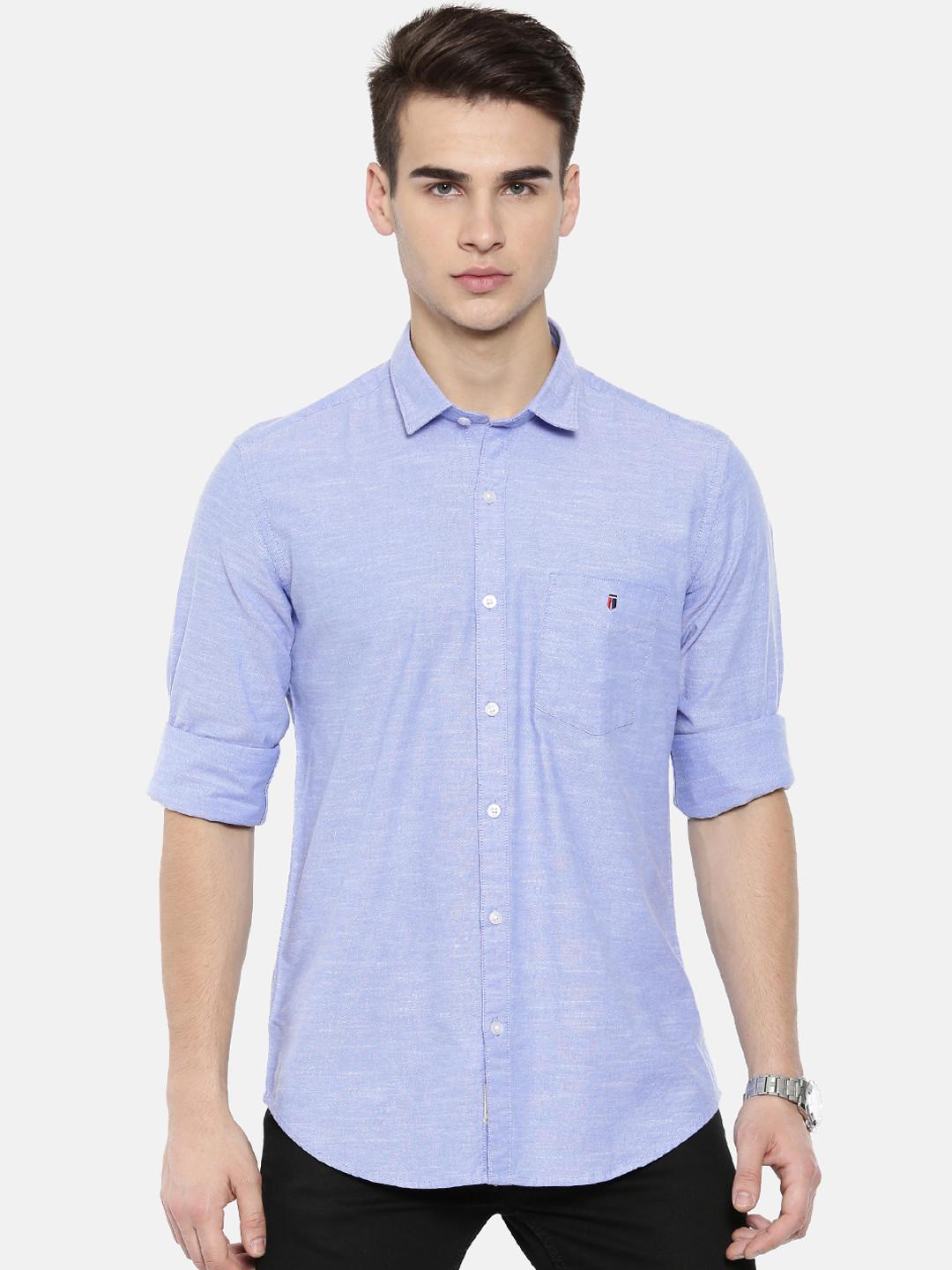 Buy IDC Men Blue Slim Fit Solid Casual Shirt Shirts for Men 9213643