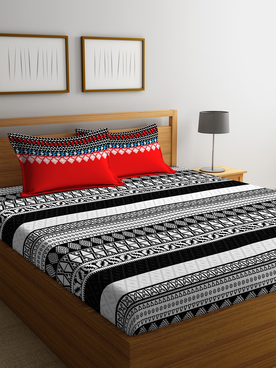 Buy Portico New York Multicoloured Geometric 144 TC Cotton 1 Queen