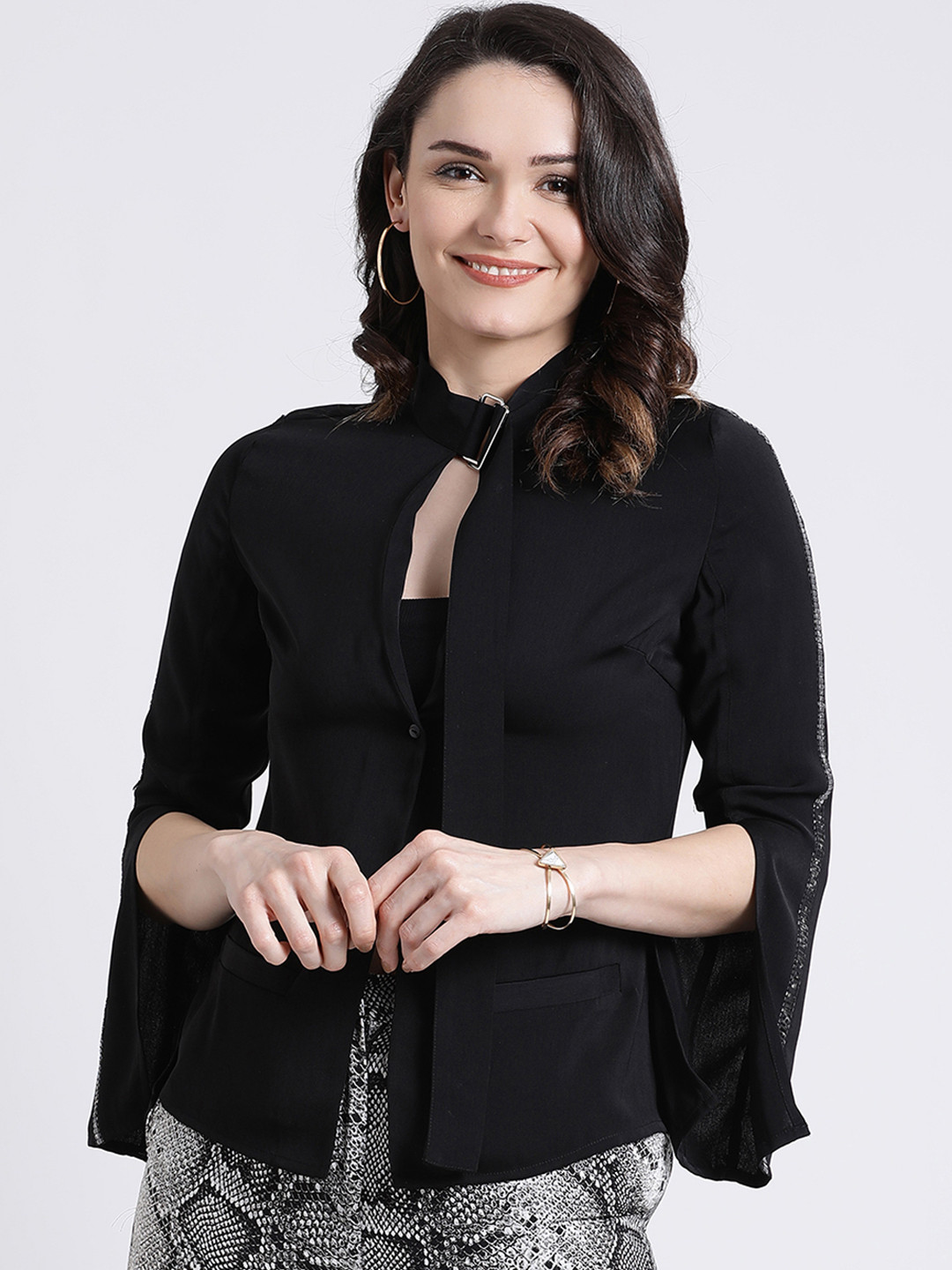 Buy Kazo Black Solid Open Front Shrug Shrug for Women 9737871 Myntra