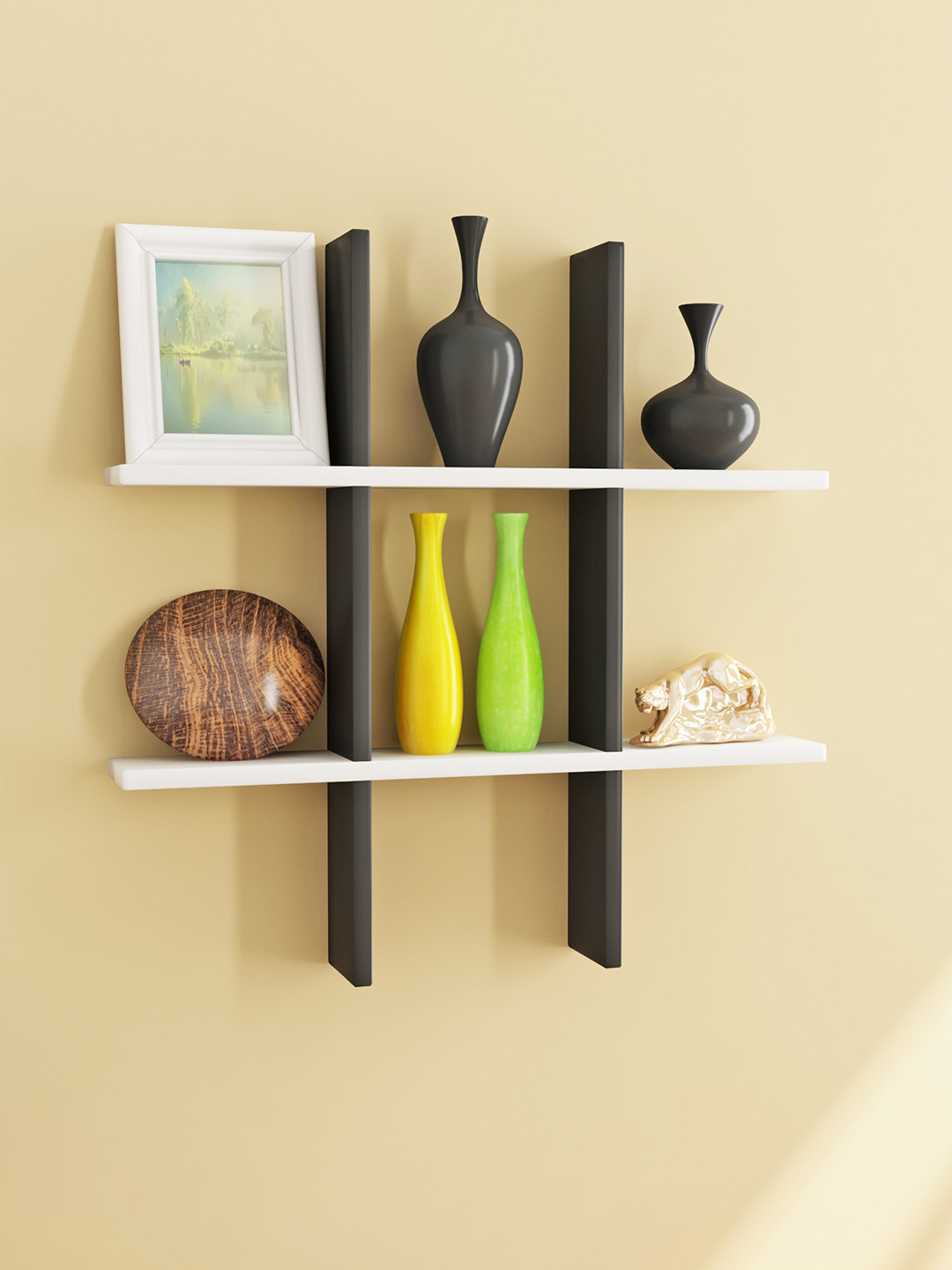 Buy Home Sparkle Black & White MDF Basic Wall Shelf Wall Shelves for
