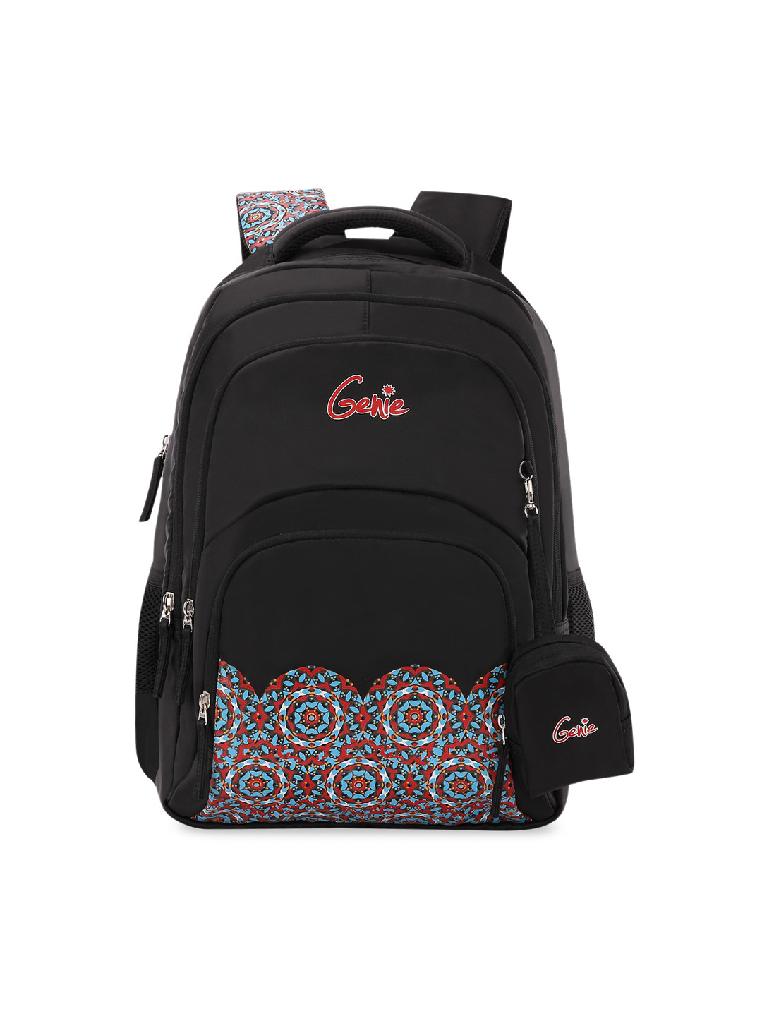 Buy Genie Girls Black Printed 16 Inches Medium Backpack With Pouch