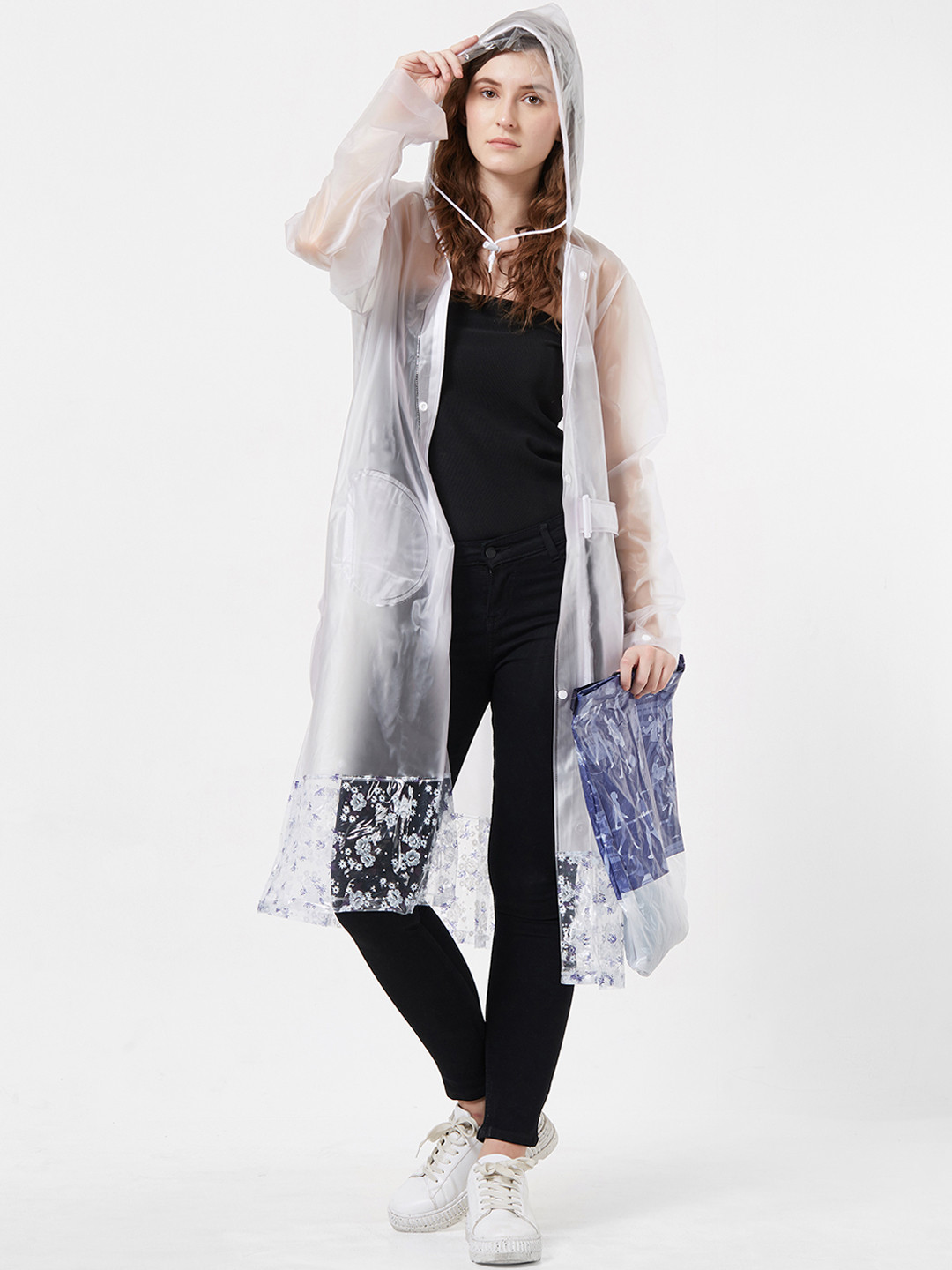 Buy Zeel Women White Longline Rain Jacket Rain Jacket for Women