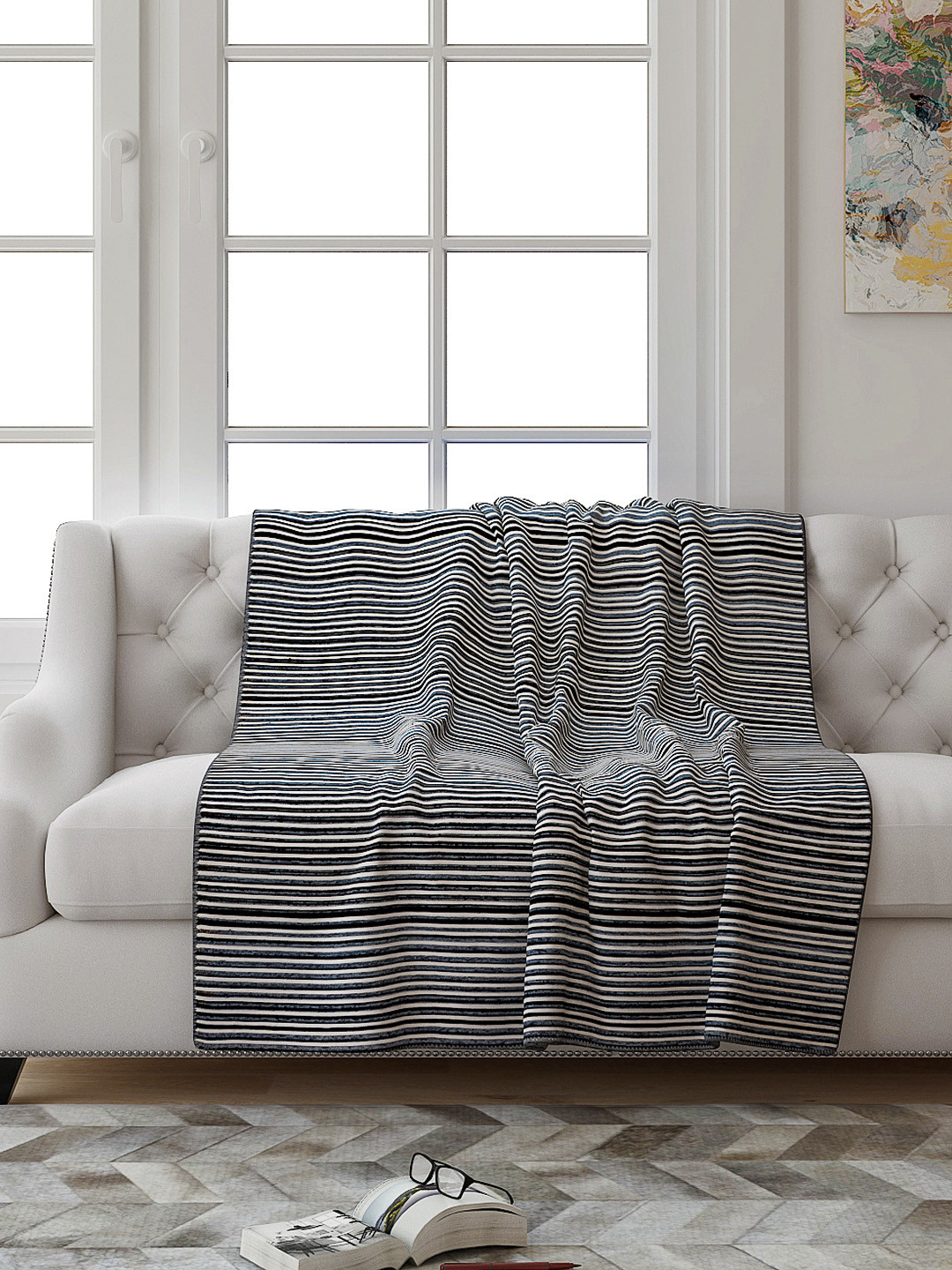 Buy Saral Home Grey Striped 2 Seater Sofa Throw Throws for Unisex 9868219 Myntra