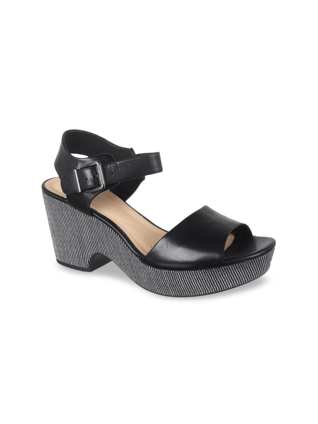 clarks black leather heels