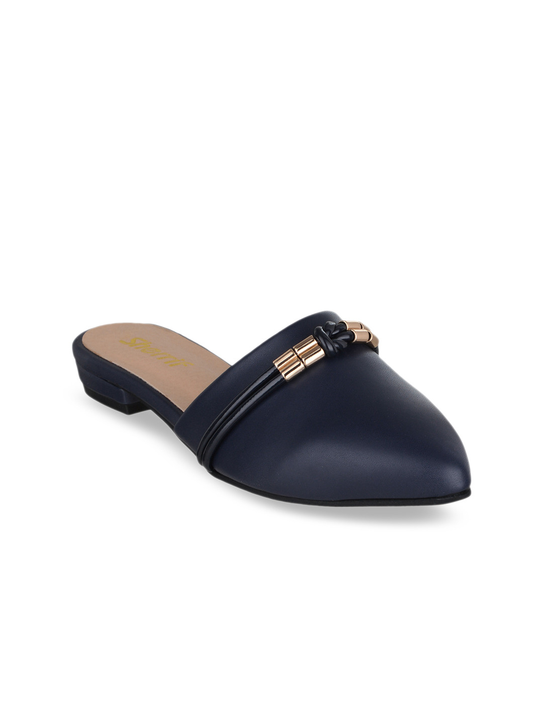 Buy Sherrif Shoes Women Navy Blue Solid Mules Flats for Women 9551277