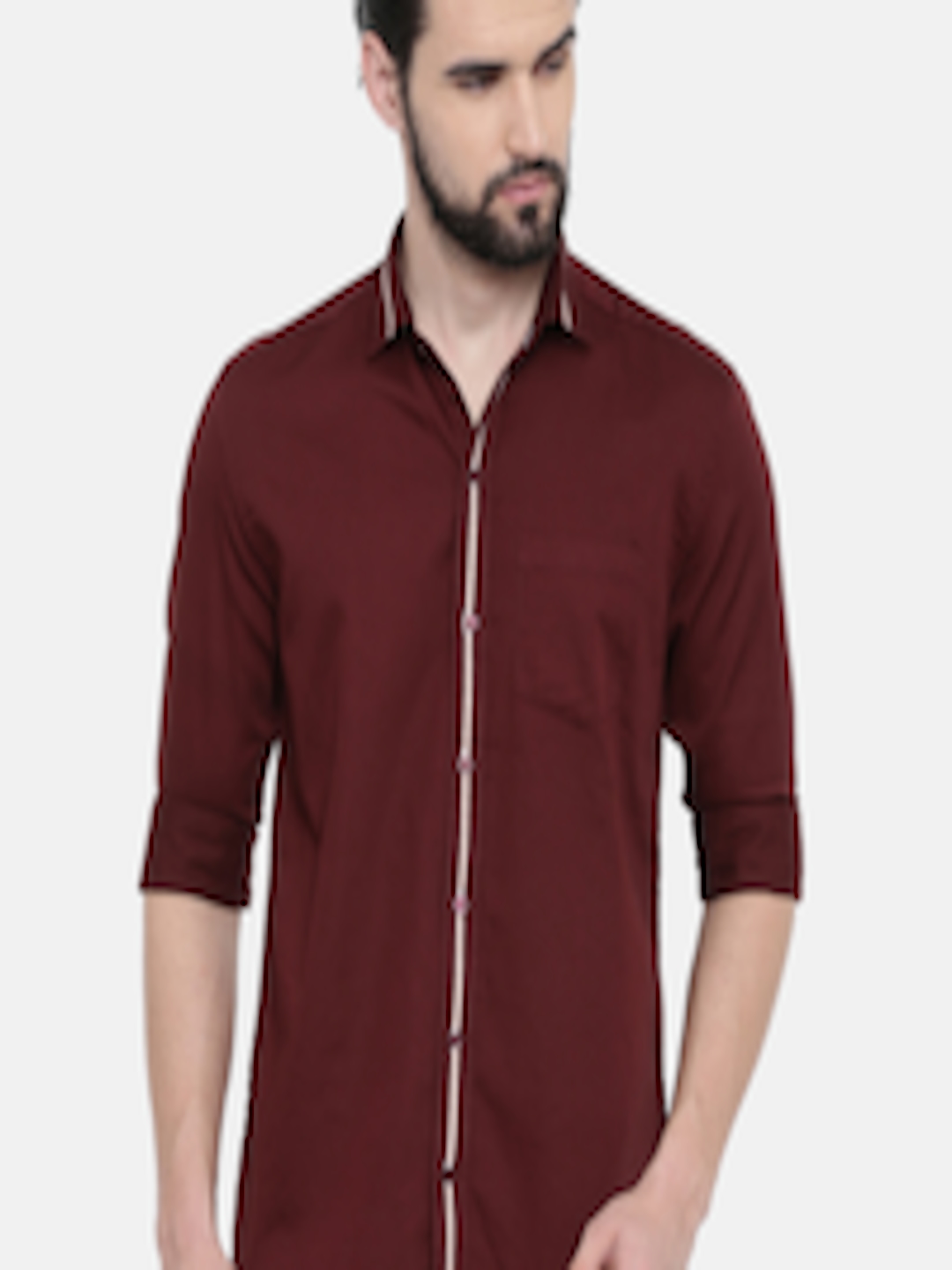 Buy CINOCCI Men Maroon Slim Fit Solid Casual Shirt - Shirts for Men ...
