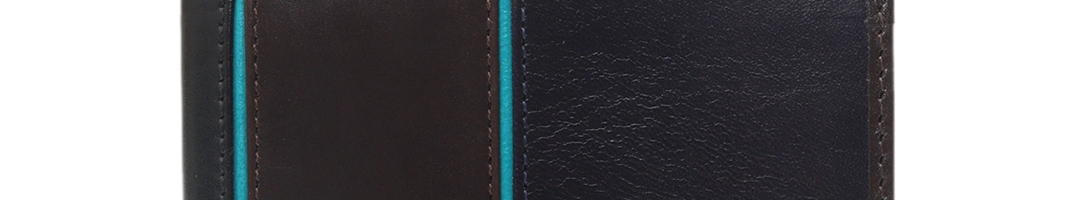 Buy Da Milano Men Navy Blue & Brown Colourblocked Two Fold Leather ...