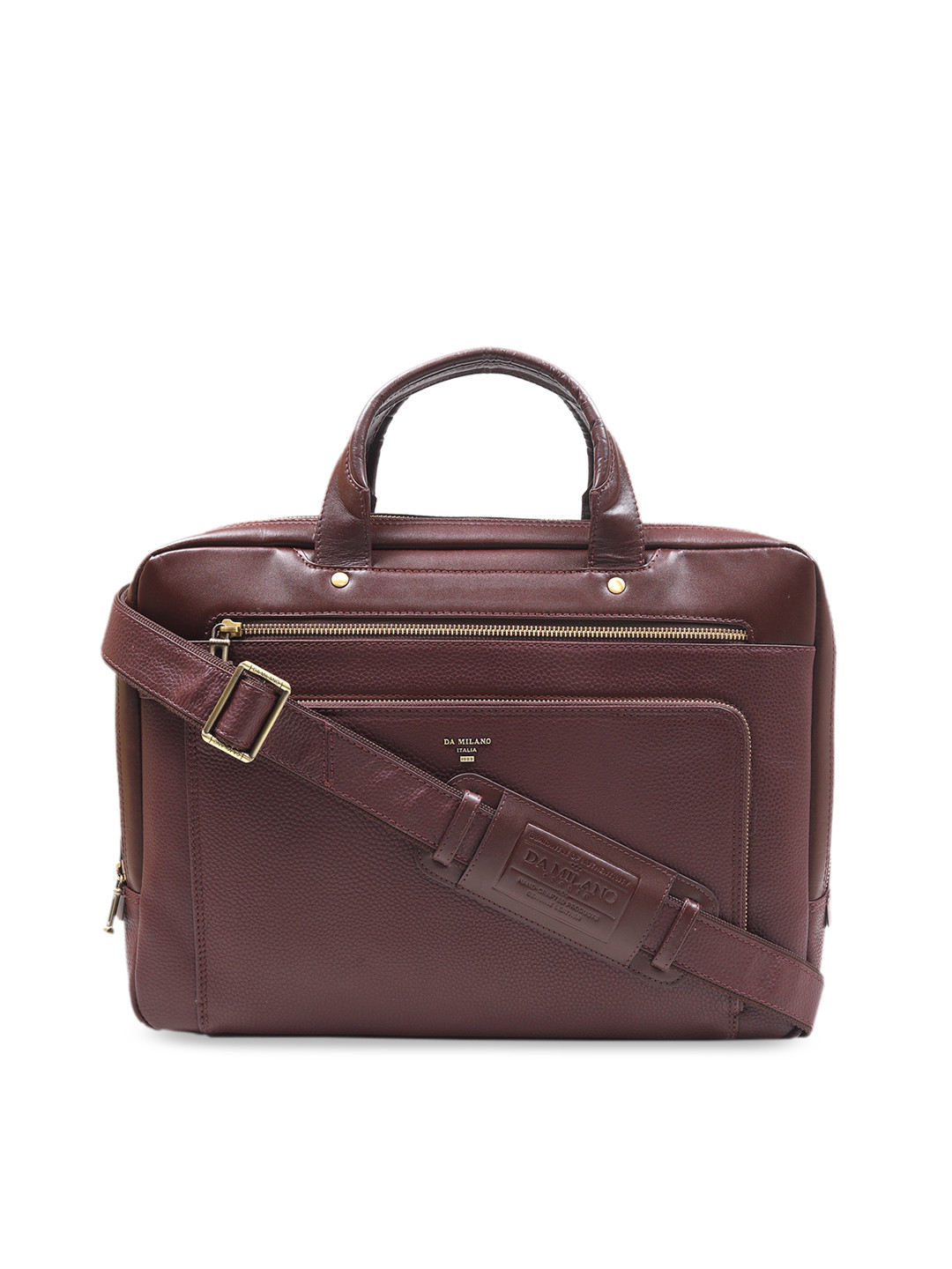 Buy Da Milano Unisex Brown Solid Laptop Bag Laptop Bag for Unisex