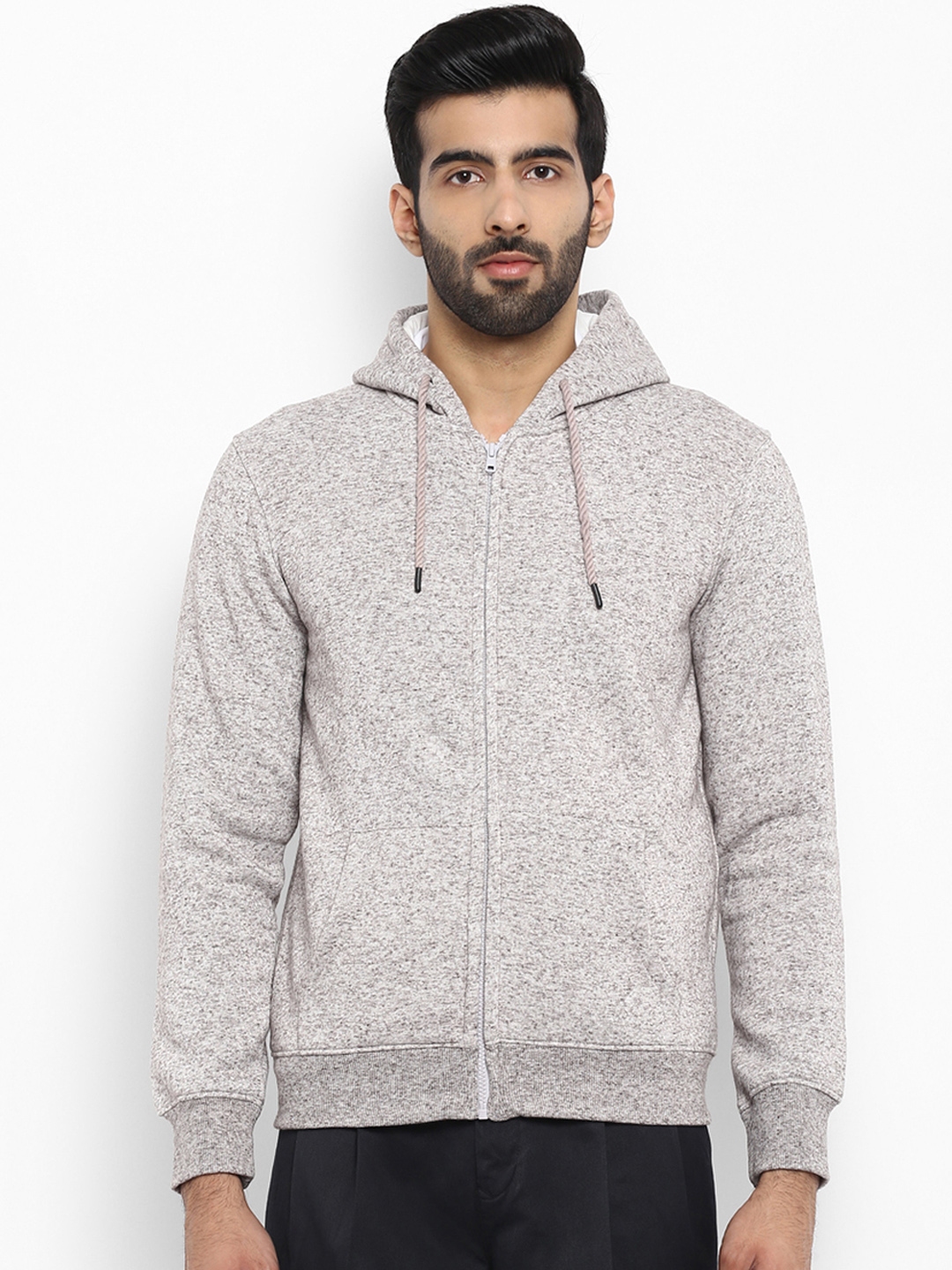 Buy ColorPlus Men Grey Solid Hooded Sweatshirt - Sweatshirts for Men ...