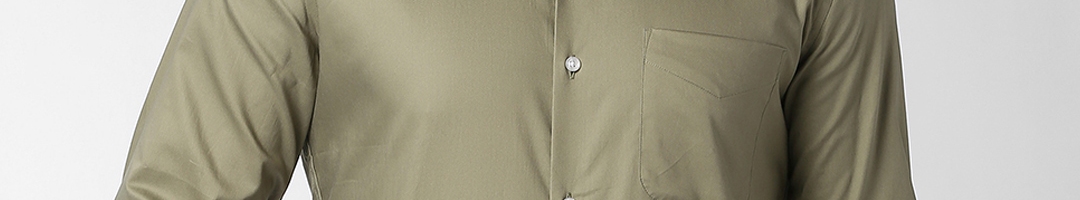 Buy Peter England Elite Men Olive Green Slim Fit Solid Formal Shirt ...