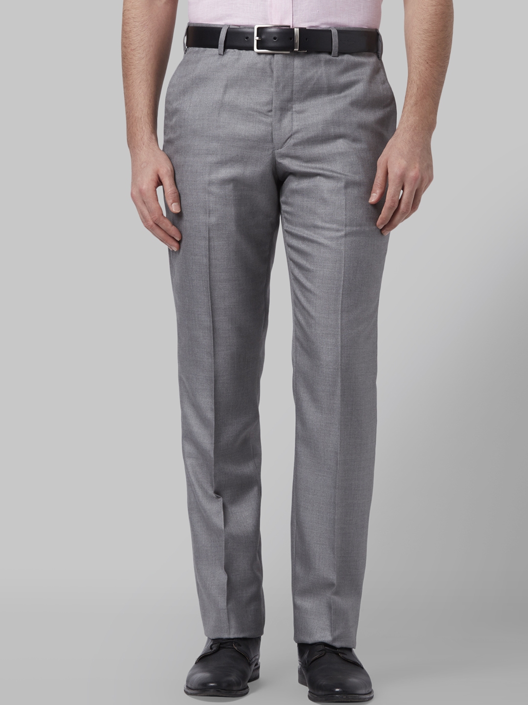 Buy Park Avenue Men Grey Regular Fit Solid Formal Trousers - Trousers ...