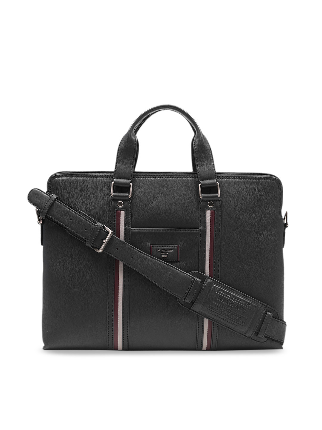 Buy Da Milano Unisex Black Solid Leather Laptop Bag Laptop Bag for