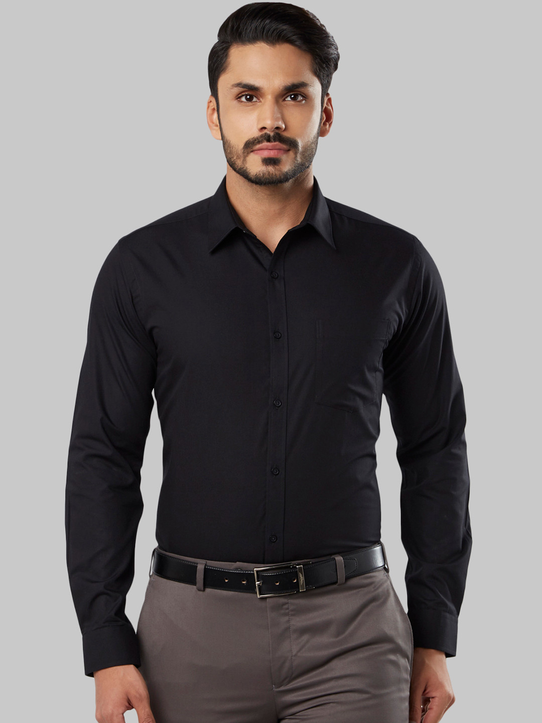 Buy Next Look Men Black Slim Fit Solid Formal Shirt Shirts for Men