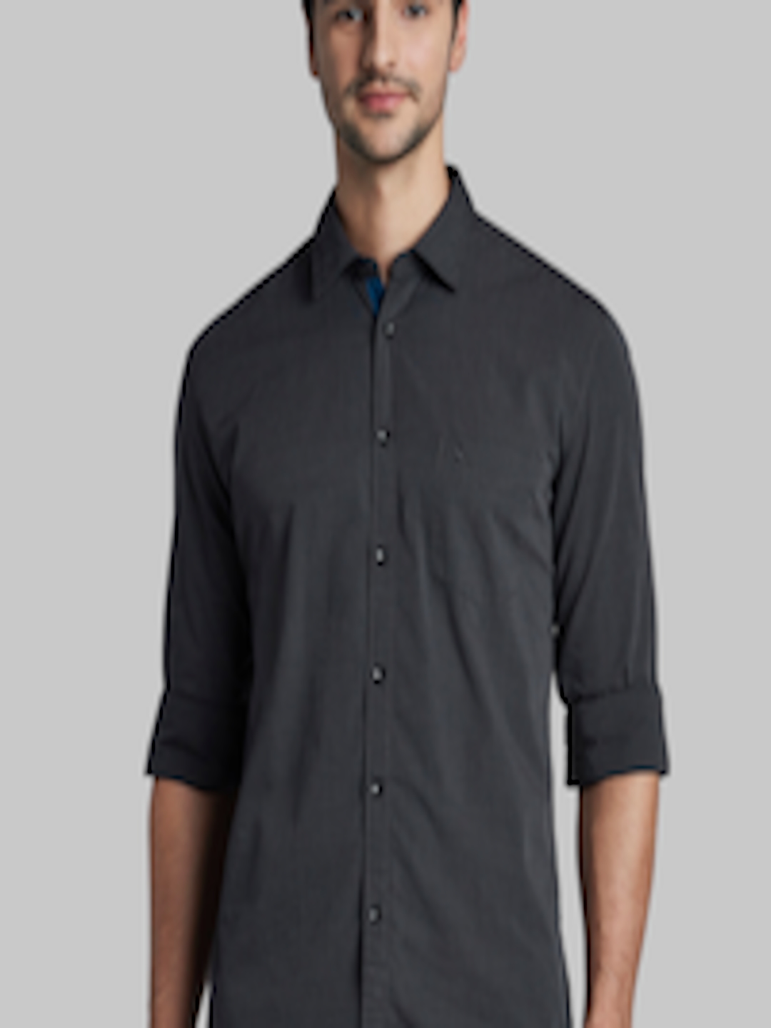 Buy Parx Men Charcoal Slim Fit Solid Casual Shirt - Shirts for Men ...