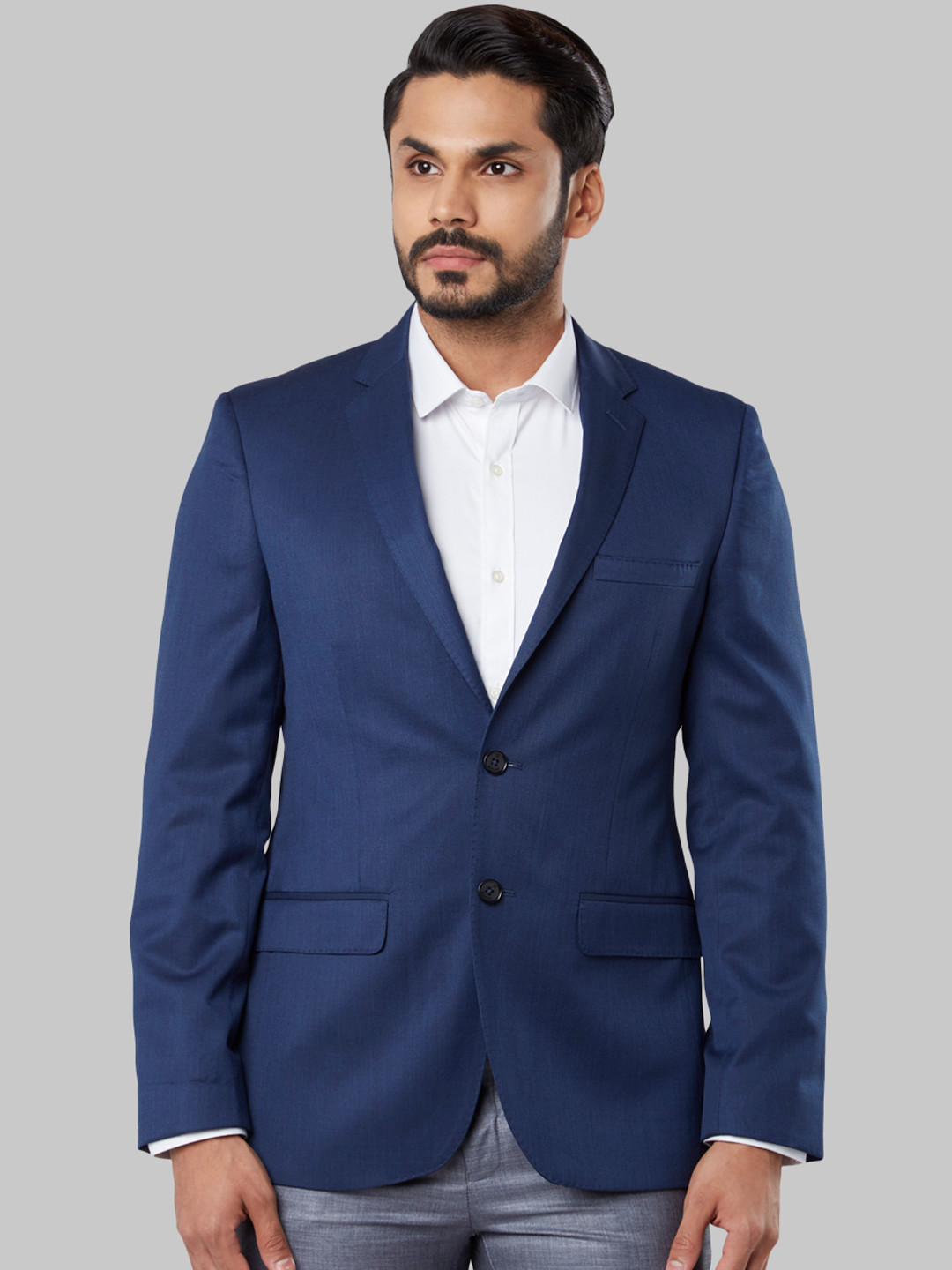 Men's Navy Blue Single-Breasted Casual Blazers