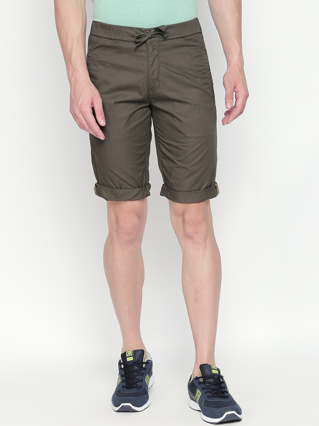 Buy Beevee Men Olive Green Solid Regular Fit Regular Shorts Shorts